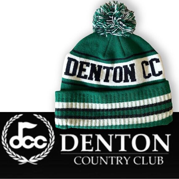 Denton Country Club Texas Stripe Cuffed Rugby Pom Pom Knit Beanie - Picture 2 of 16